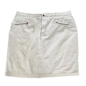 Ralph Lauren White Denim Skirt Womens 16 Stretch Classic Preppy Old Money Spring